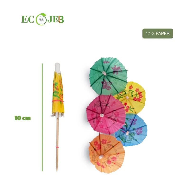 10cm Cocktail Umbrella Wooden Toothpicks Cupcake Toppers Cocktail Picks