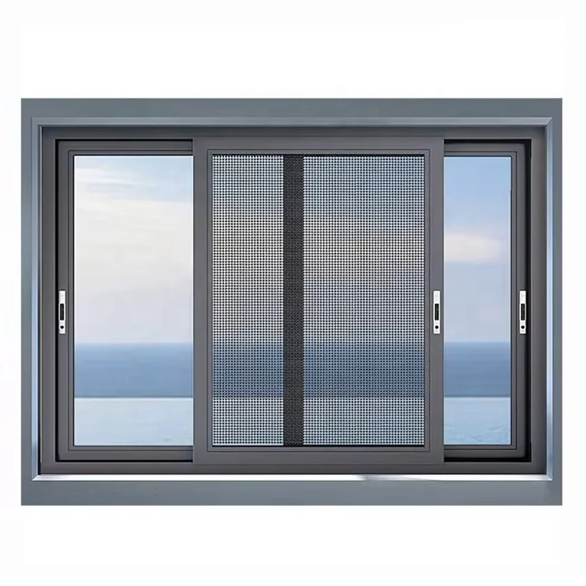 Nuoxin Energy Saving Tempered Glass Windows Double Glazed Slim Aluminum Sliding Window For House