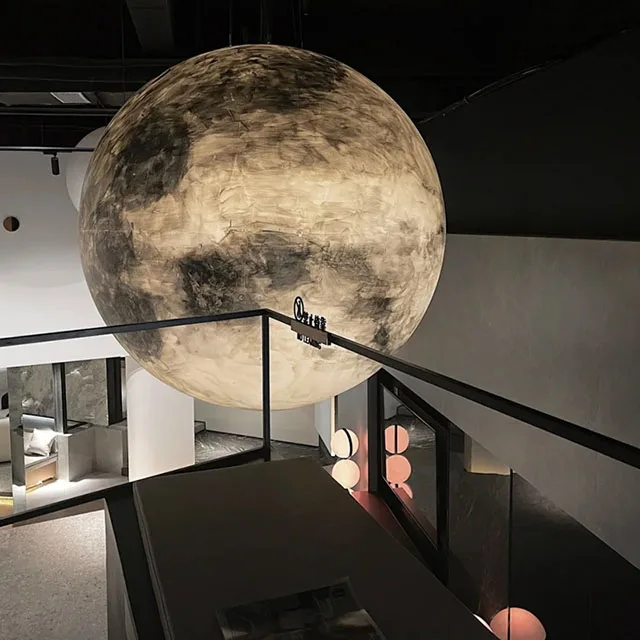 G-Lights Bespoke Creative Globe Moon Hanging Pendant Lamp LED 3D Printing Moon Chandelier Light