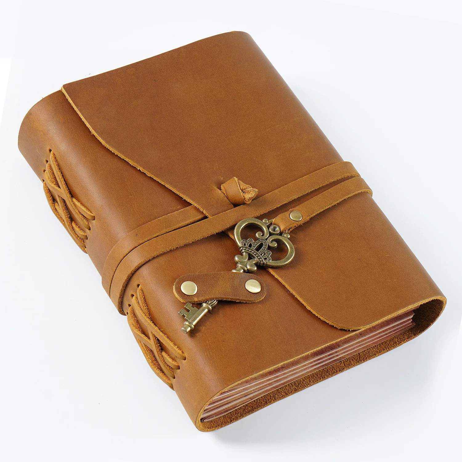 Genuine Leather Journal Notebook Diary with Leather Strap for Men and Women