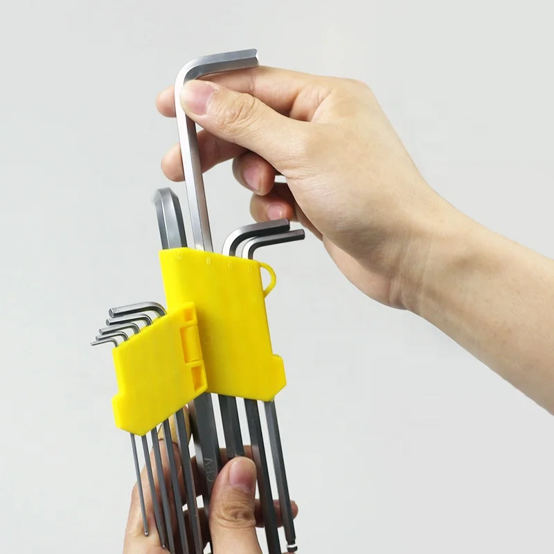 9PCS Set Of Allen Key CRV  Long Arm Hexagon Key Tool Set Hex Wrench Ball End Hex Key