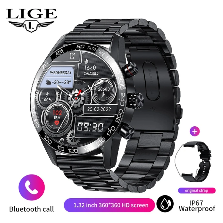 Fashion LIGE New HD Screen Reloj Mens Business Clock Smart Calling Man Smartwatch