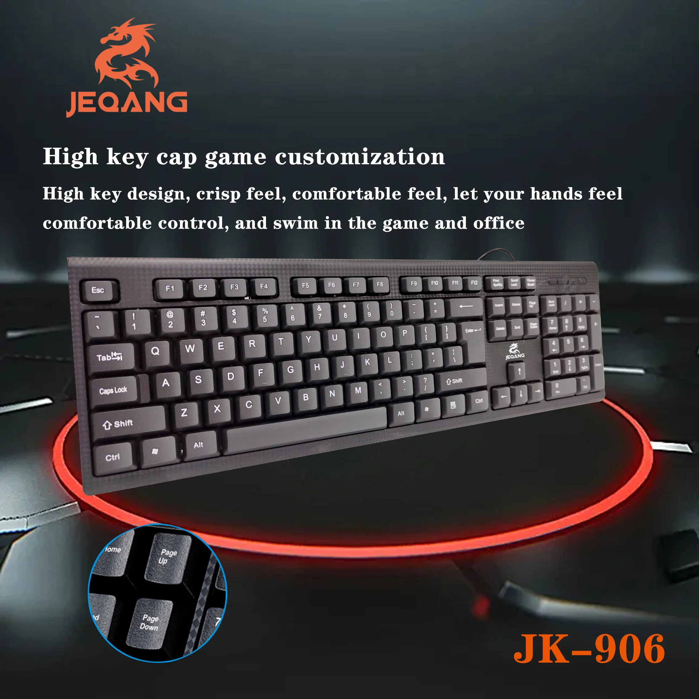 JEQNAG Factory Wholesale JK-906 Office Keyboard Wired Russian Arabic USB Silent 104 Keys PC Desktop Wired Simple Keyboard
