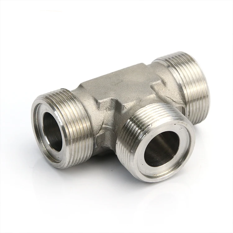Stainless Steel BSPT threads steel tee hydraulic adapters