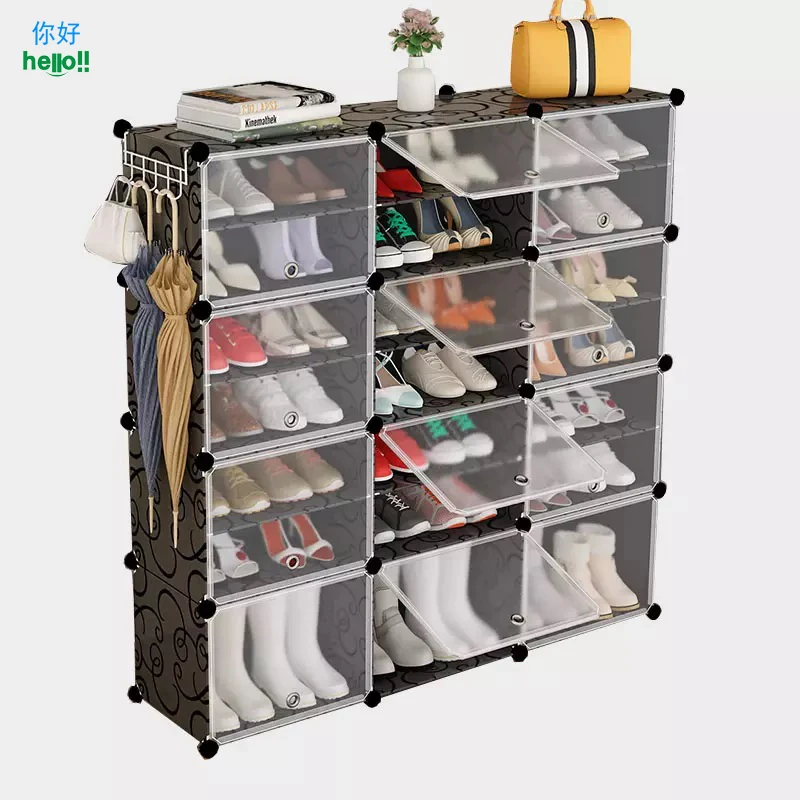 Single With Shelf Portable And Easy To Assemble Closet Cabinet Wardrobe Plastic 7 Doors Chinese Bedroom Furniture Modern Simple