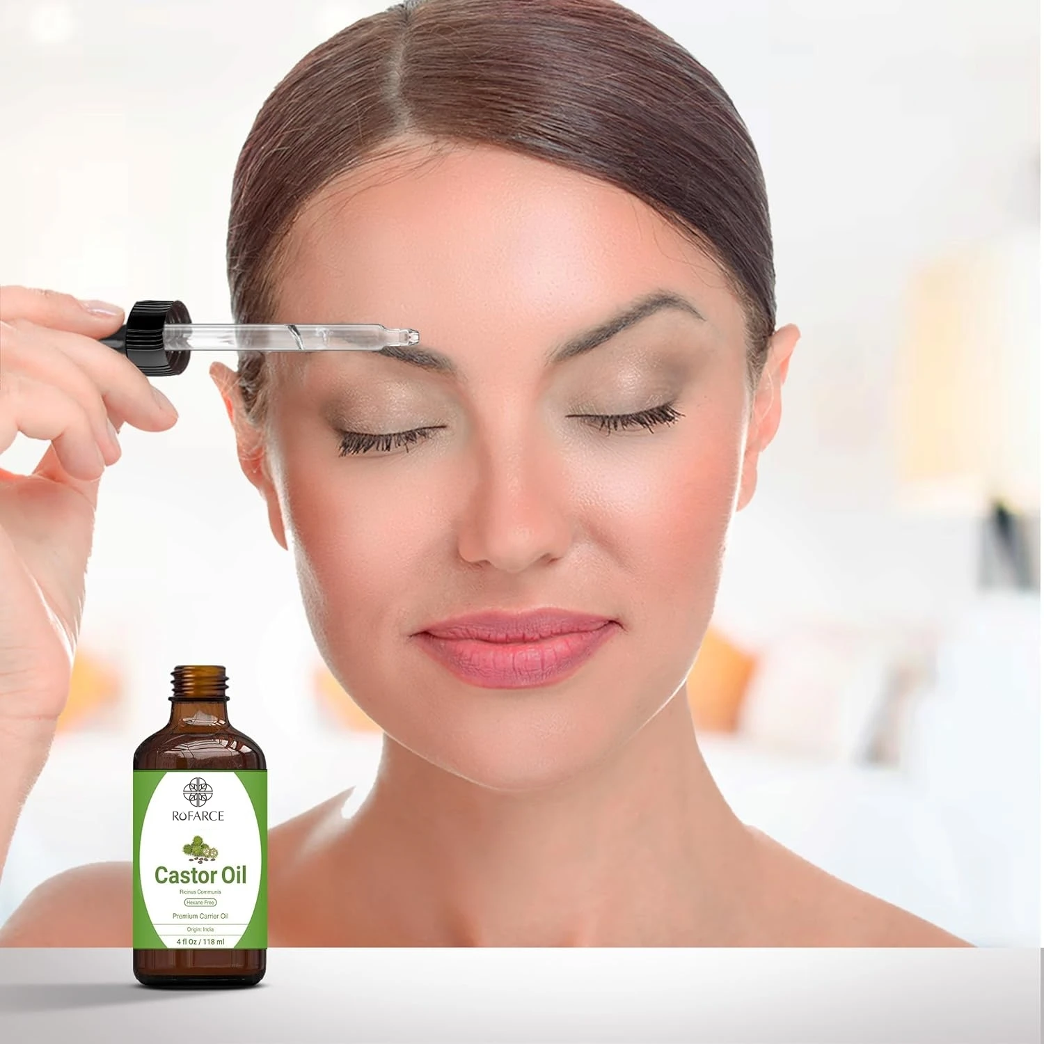 Private Label 100% Natural Cold Pressed Castor Seed Oil Carrier Oil with Dropper for Face, Skin, Hair Care, Scalp & Body Massage
