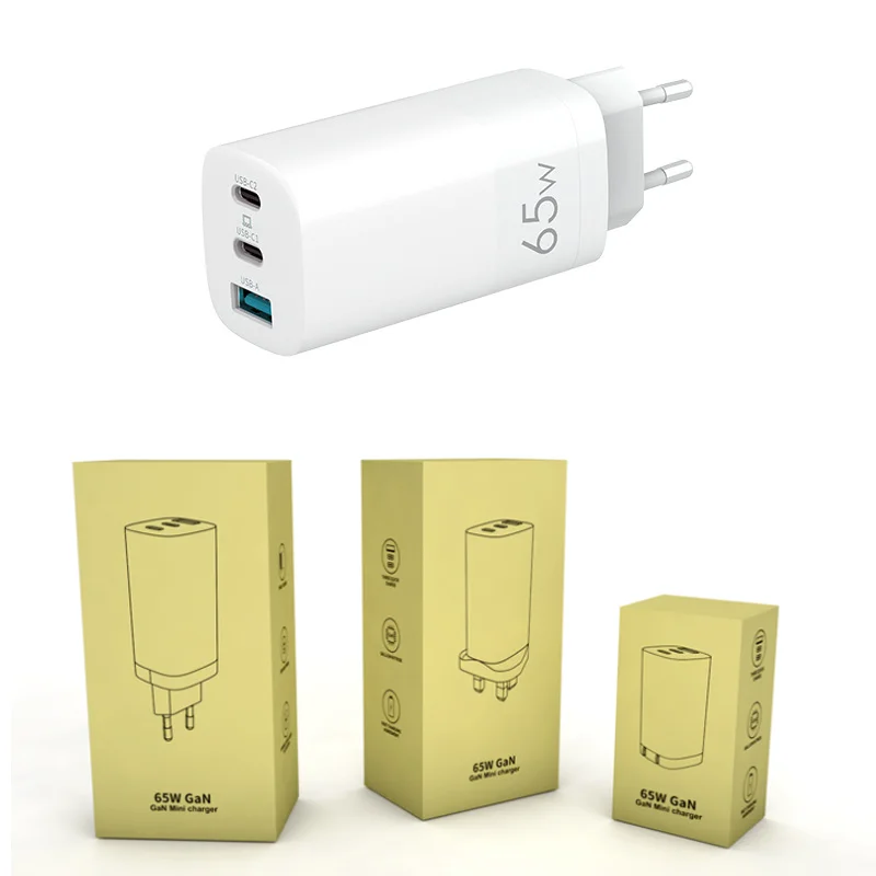 USB C Charger 65W GaN Charger 3 Ports Foldable PD3.0 Wall Fast Charger Phone Block for iPhone 13
