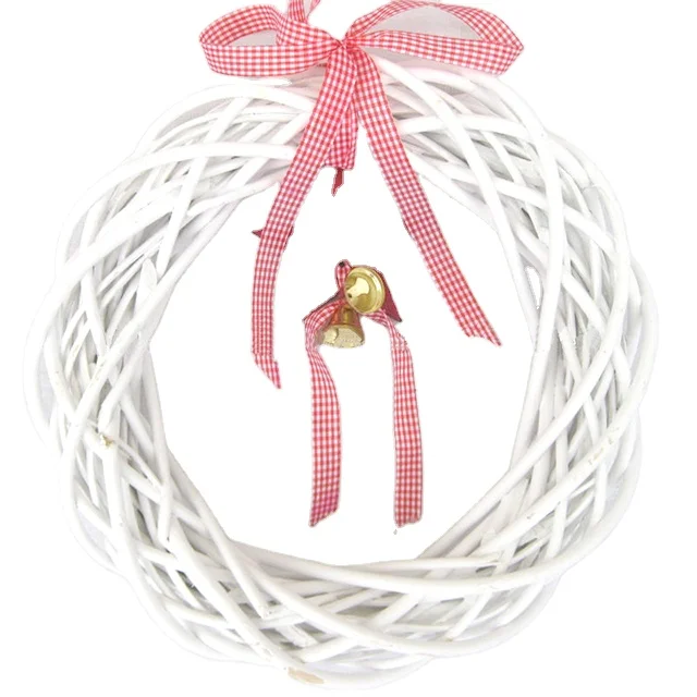 Wholesale cheap Christmas wicker decoration wreath white garland