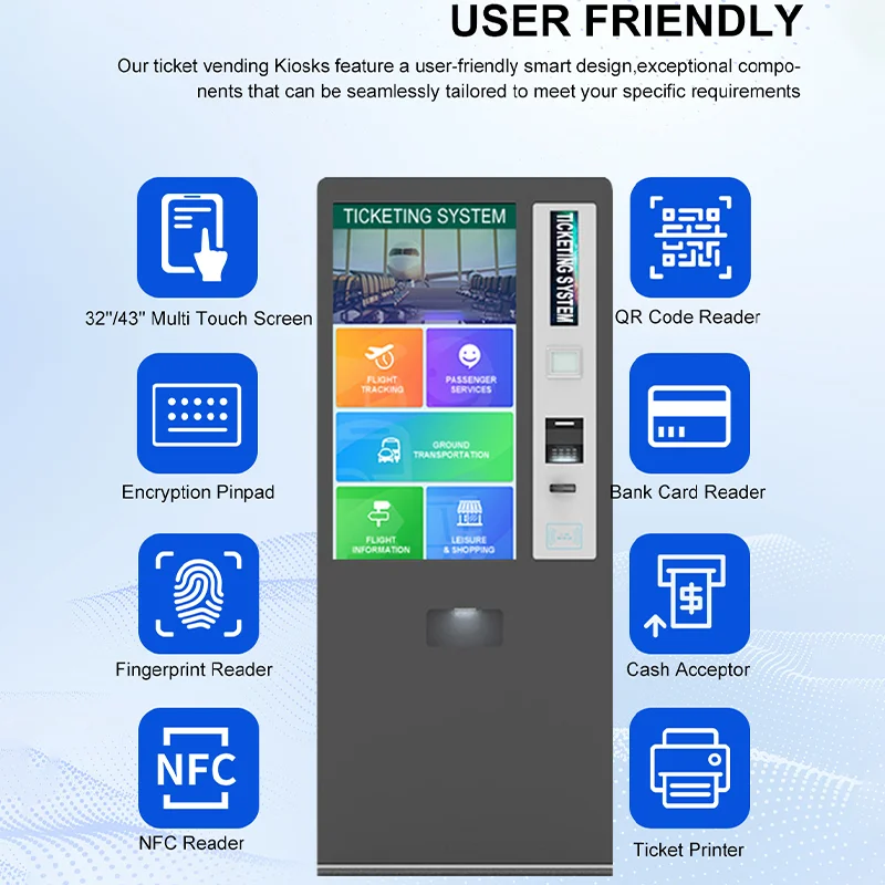 32-дюймовый сенсорный экран для самостоятельного заказа билетов торговый киоск концертный театр кинотеатр автомат с NFC сканер QR-кода