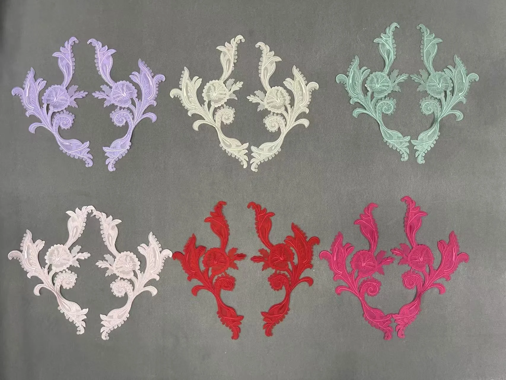 ZSY Custom flower Shape accessories Applique guipure Lace Fabric Pair Patch For DIY