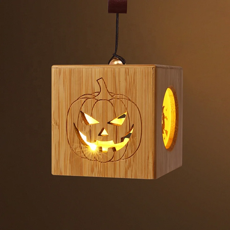 USB Powered Elegant Bamboo Frame USB Touch Activated LED halloween night lights Projector with Christmas Decorative Projections