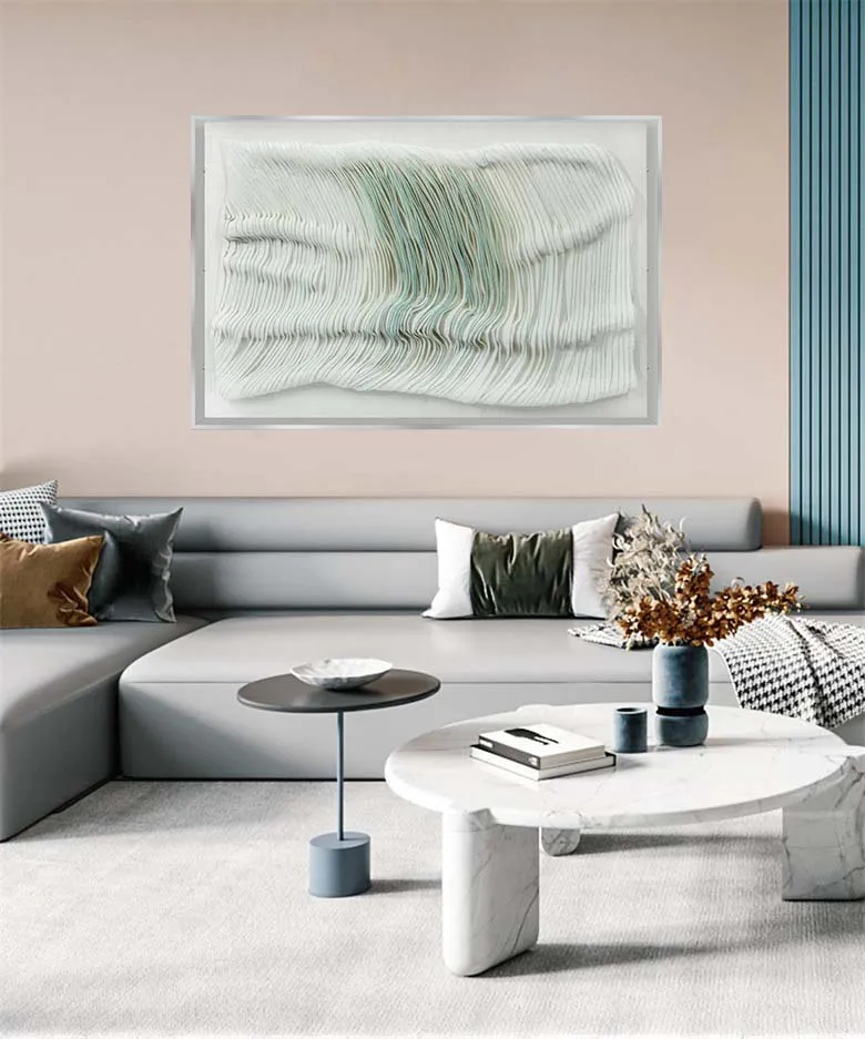 Home Decoration Wall Decor Large Handmade 3D Art White Abstract Painting