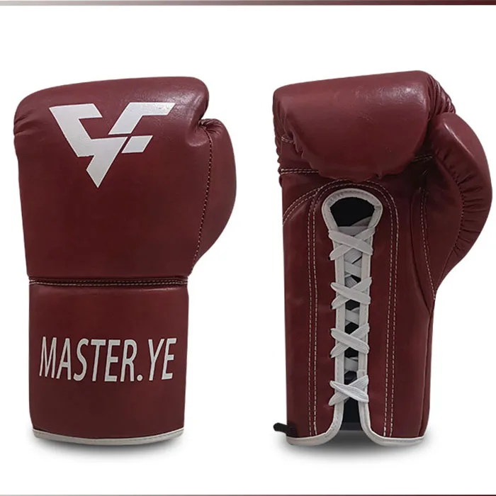 New design lace up Pu boxing gloves for training