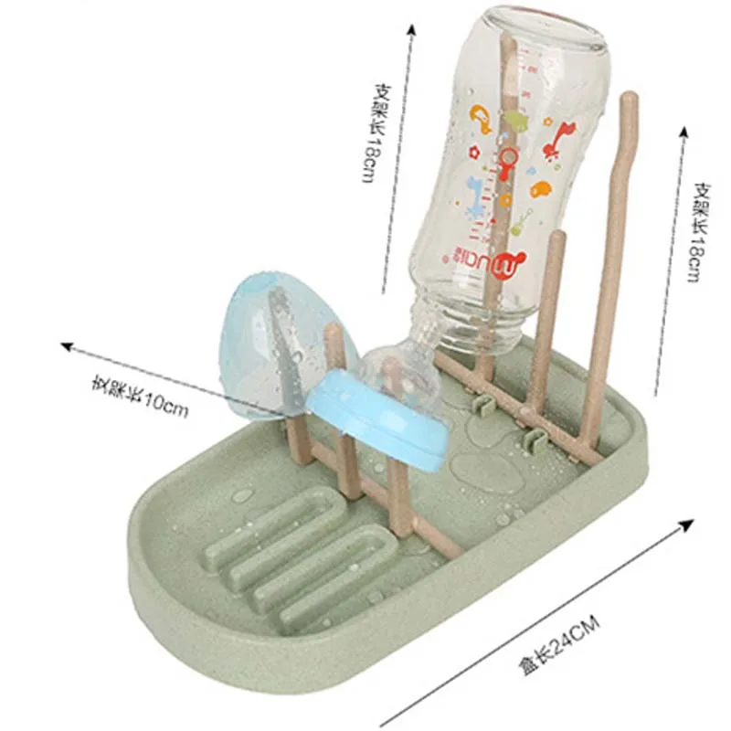 Hot Selling Wheat Straw Antibiotic Drainer Dryer Shelf Holder Stand Drain Baby Bottles Rack