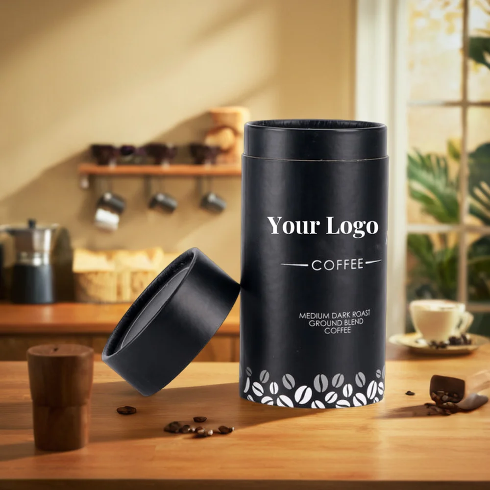 AT PACK 8Oz Coffee Tube Packaging Matte Surface Eco-Friendly with Recycled Materials Coffee Packaging Paper Tube