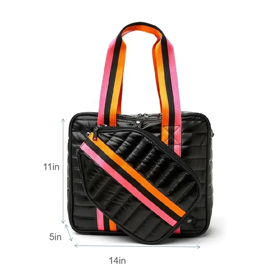 Custom Logo Nylon Pickleball Bag Tote Paddle Quilted Adjustable Shoulder Sports Pickleball Bag