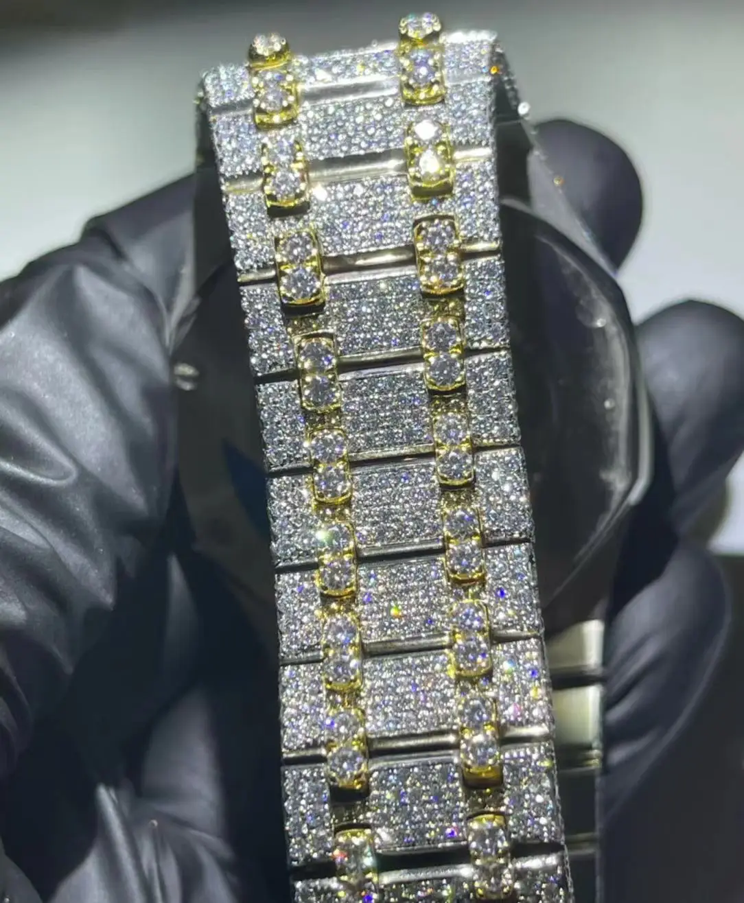 Bust down watch Full Iced out Diamond Watch Steel Body Moissanite Diamond Wrist Watch Handmade Iced Out Diamond Jewelry