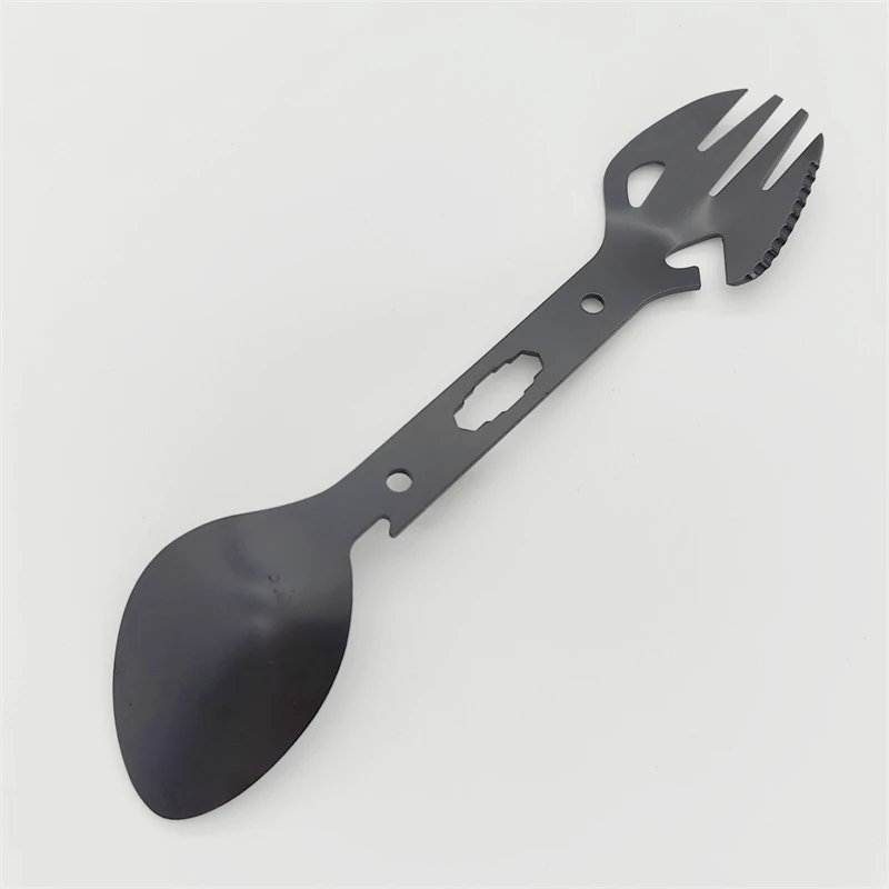 JKCS-003 Survival Gear Stainless Camping Cookware Multifunction Steel Knife Spoon Fork For Outdoor Camping
