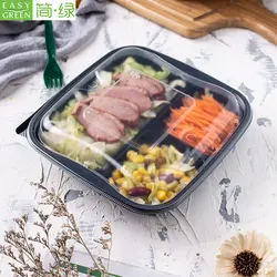 Top Selling 32oz Disposable Plastic Meal Prep Containers 3 Compartment  with Lids Reusable Food Storage Container