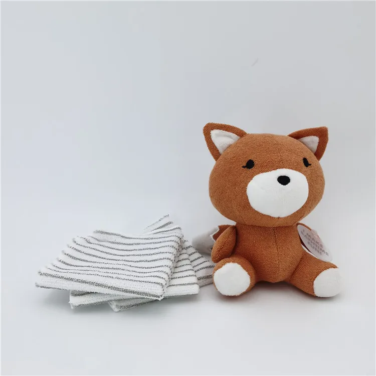 Baby 4 Piece And Sleep Knitted Toy and baby washcloths Set Newborn Baby Gift Set