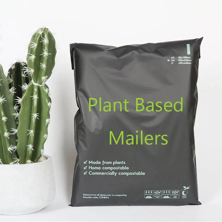 Plant Based  Eco Friendly Biodegradable Logo Design Custom Printed Mailing Clothing Shipping Envelope Corn Starch Poly Mailers