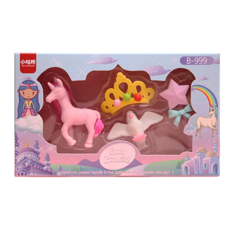 Creative unicorn cartoon school supplies eraser Crown girl prize unicorn eraser children gift eraser