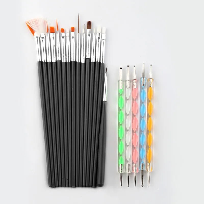 
2021 new design eval 20pcs nail art brush set pro design drawing nail brushes 
