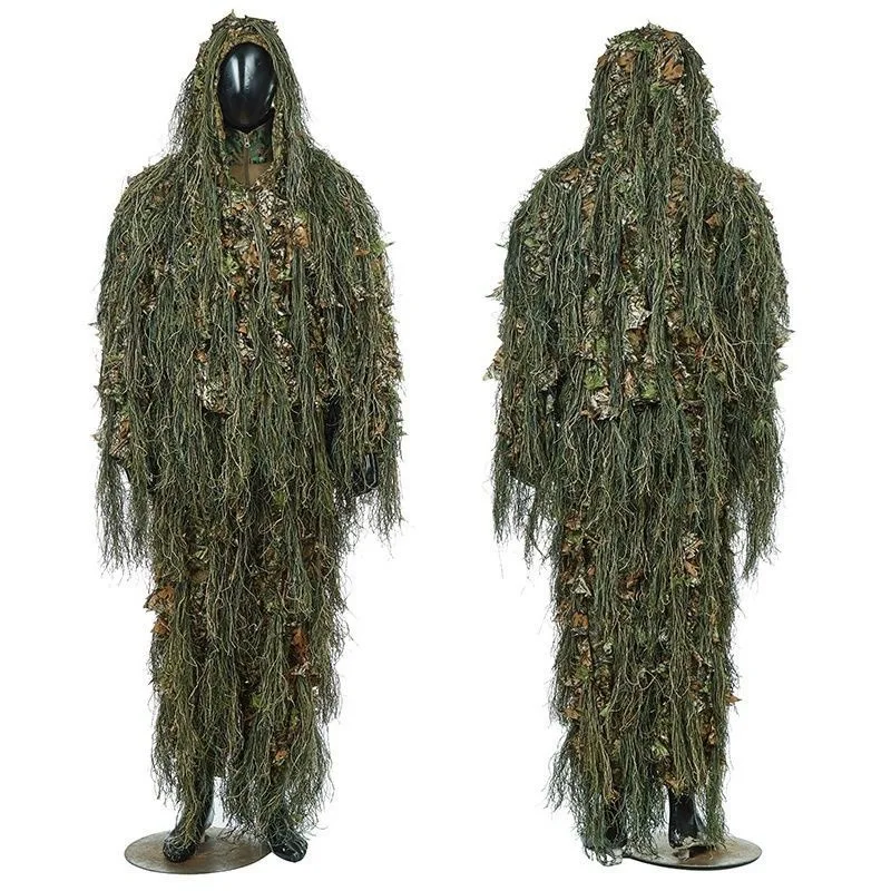 Mydays Outdoor Breathable Woodland Bionic Leaf Disguise Uniform Camo Jungle Train Hunting Ghillie Suit for Outdoor
