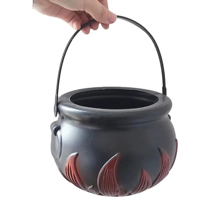 Themed Wholesale Party Supplies Plastic Halloween Party Candy Flame Cauldron Halloween Flame Pot St Patrick Day Cauldron