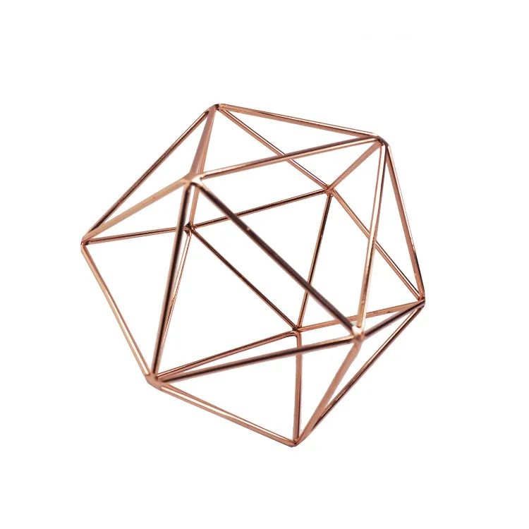 Wholesale gold wedding geometric handmade flower terrarium without glass geometric decor