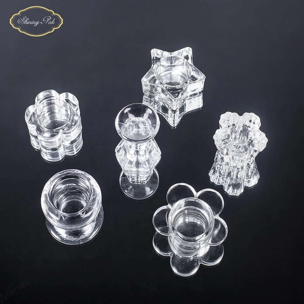 D59.3*H35.8MM 127.7g Clear Empty Luxury Glass Candle Holders Lanterns Candle Jars