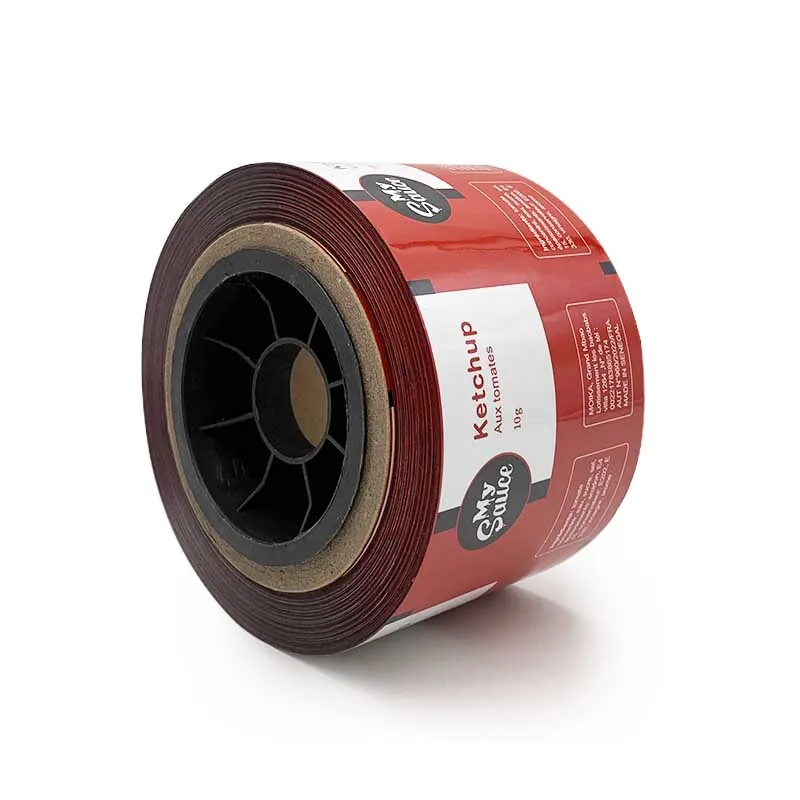 Ketchup tomates auto packaging film roll printed custom food grade sachets tomato souce plastic pet lamination package bag