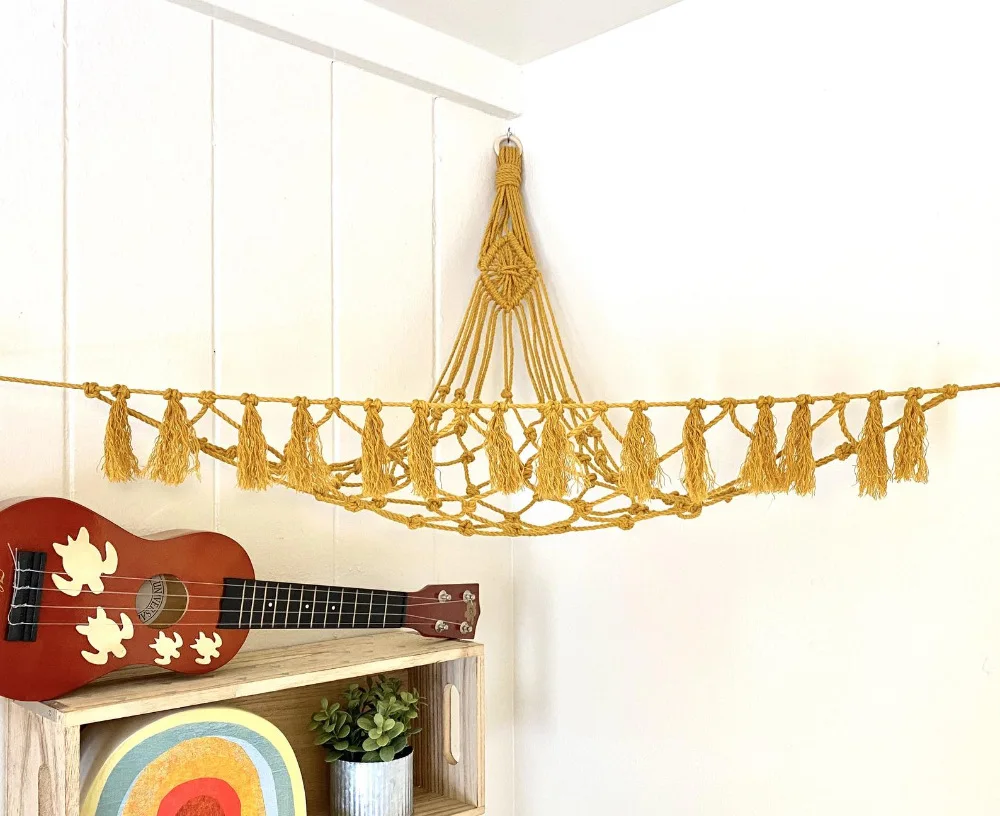 Corner Toy Corner Hammock Organizer Display Holder Net for Hanging Stuff Animals Stuffed Animal Macrame Toy Hammock