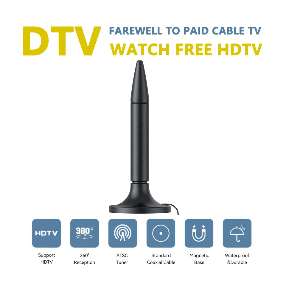 DVB Signal Receiver TV Tuner Television Antenna Free Channel  Indoor TV Antenna HDTV Digital Antennas Usb Powered with Magnet