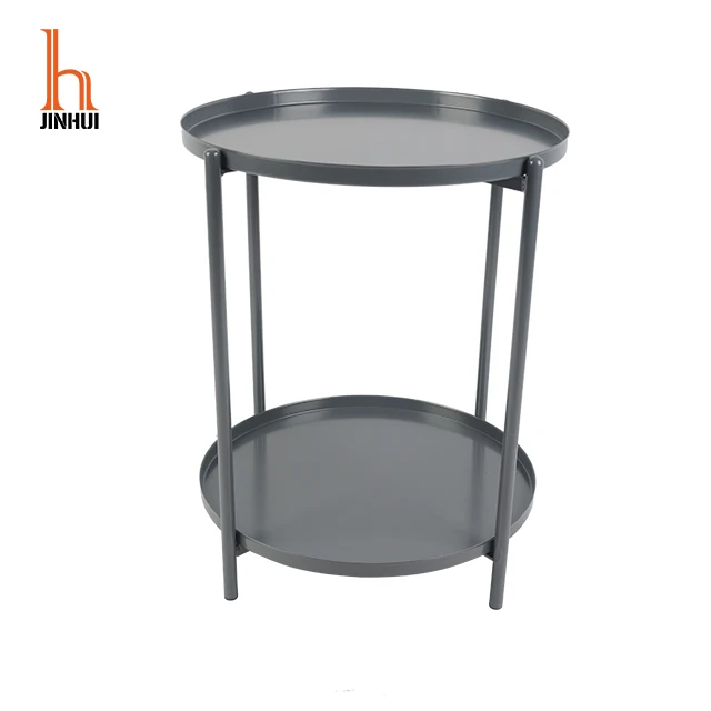 
Tray Metal End Table Round Side Sofa Table Gold Corner Coffee Snack Accent Table for Sofa Settee Bedroom Balcony and Office 
