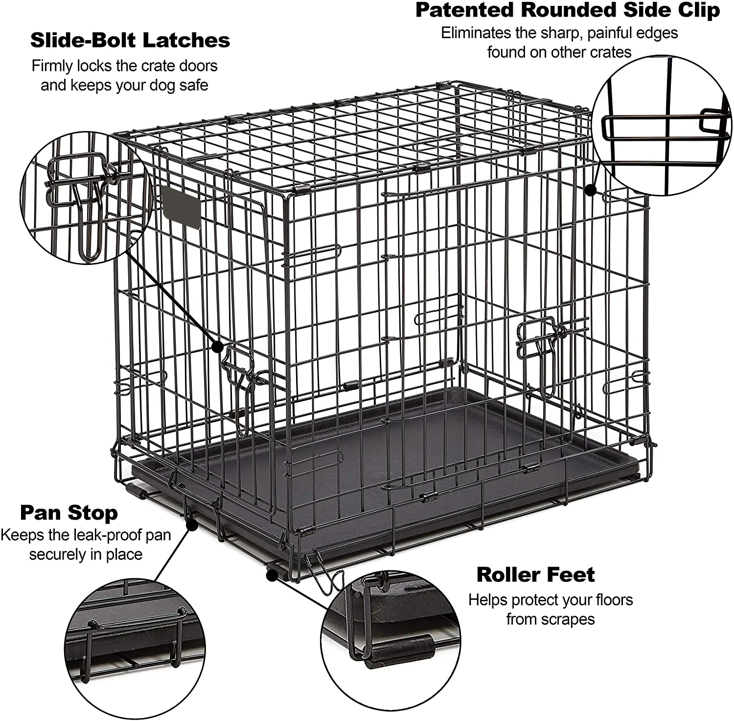 Wholesale Manufacturer 30 36 42 48 Inch Metal Foldable Dog Crates Cage,Metal Folding Dog Cage XXL Black Impact Dog Kennel Crate