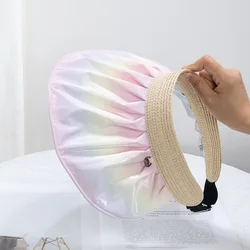Fashion Shell Shape Gradient Empty Top  hat Wide Brim Outdoor Tour Beach Fordable Anti-UV Female Lady Sun Visor Hat