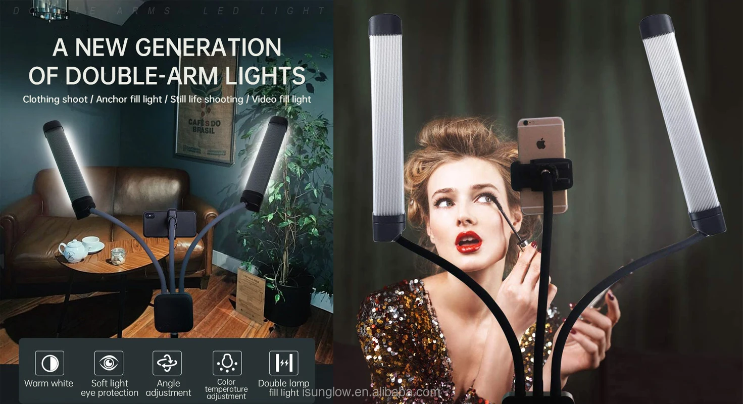 Beauty Enhancing Led Ring Light Photography Double Arm Fill Light Celebrity Live Streaming Selfie Light