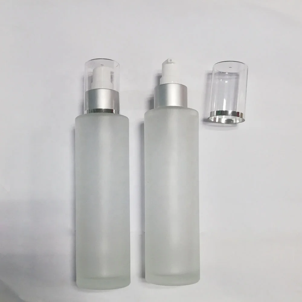 Hot sale 150 ml  frosted cosmetic glass  bottle skin care  lotion pump bottle