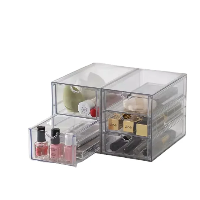 2 Tier Drawers Transparent Storage Organizer Office Custom Clear Acrylic Desk Drawer Organizer  Storage Organizer With Drawers