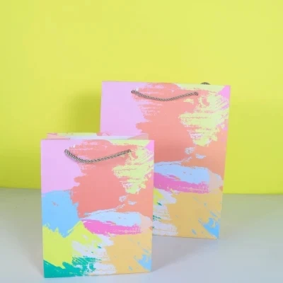 Popular Abstract Colorful Paint Painting Shopping Paper Gift Bag