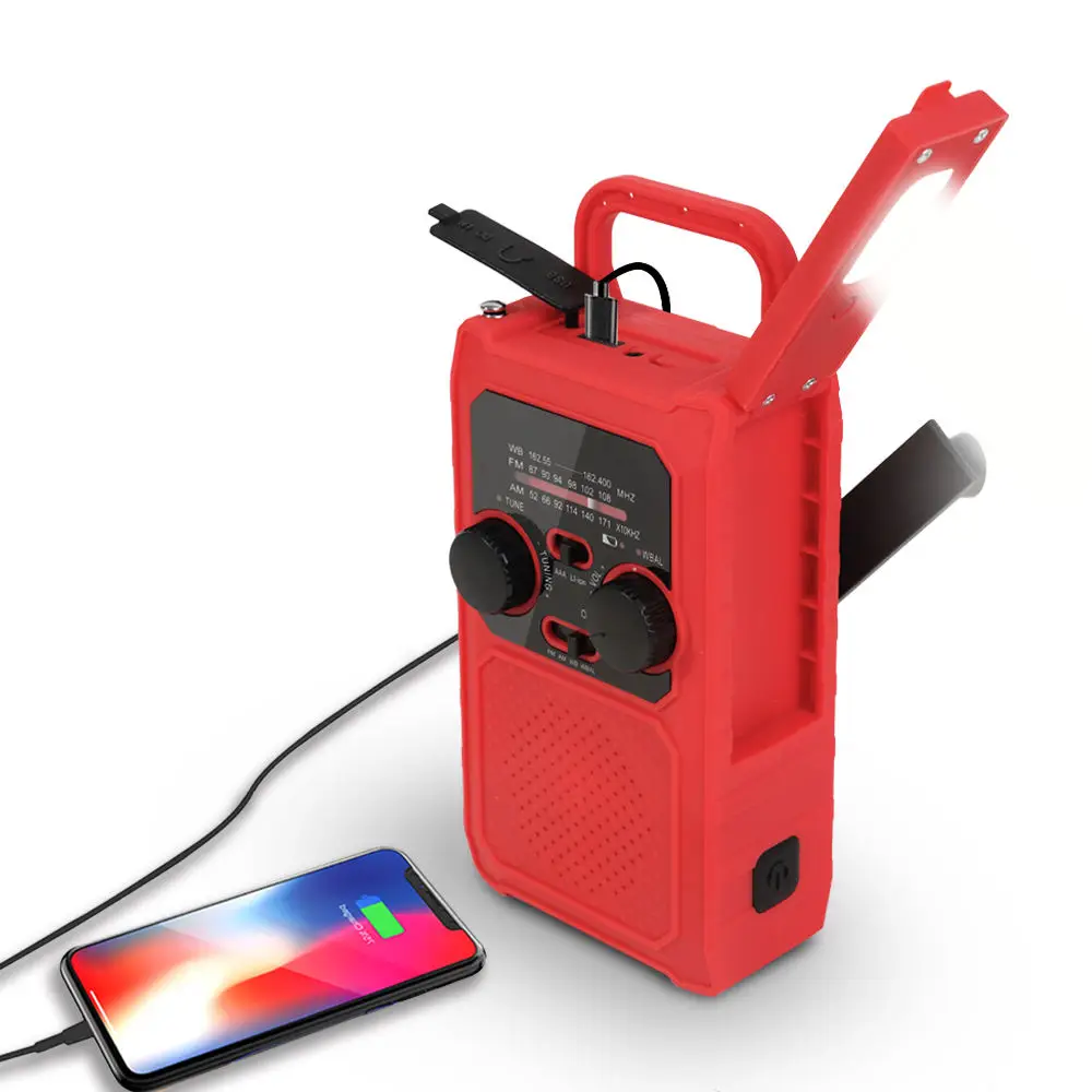 5000MAH Solar Radio, Crank Radio AM/FM Rechargeable Dynamo Radio Waterproof LED Dynamo Lamp Powerbank for Hiking