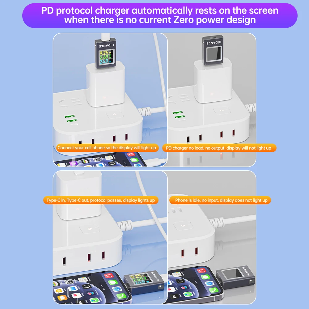 HDC-085C DC 4.5-50V 12A Voltmeter Multi-function Digital Display DC Voltage Ammeter Power Meter Type-c Cell Phone Charging Test