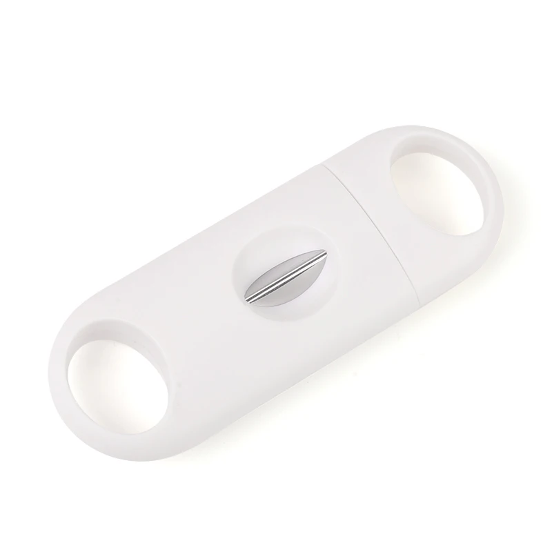 Хит продаж черный портативный мини-резак для сигар с двумя лезвиями трехсекционный ABS пластик металлическим лезвием и лазерным логотипом