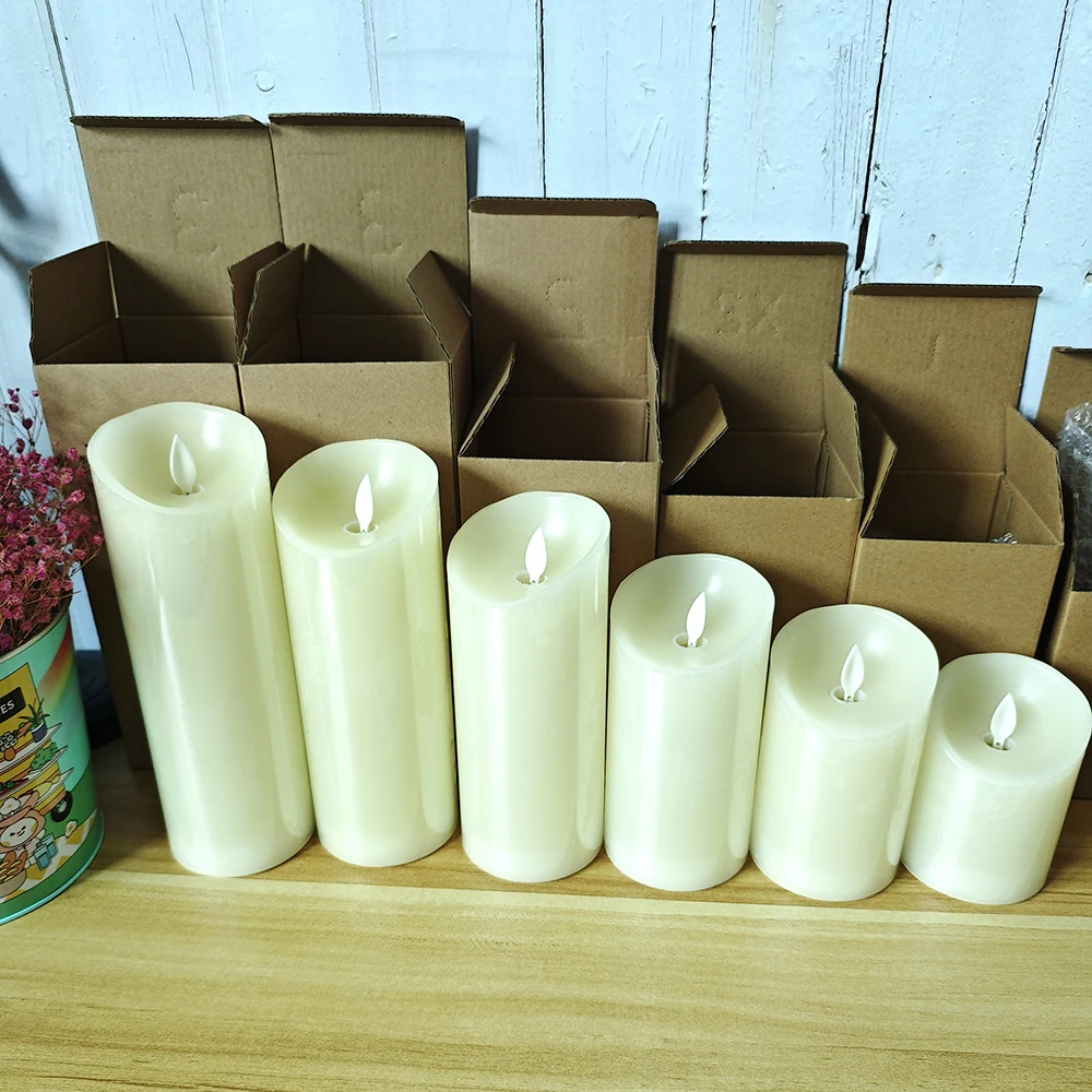 Electric Artificial Moving Wick Candles Bougie Led Lot Of Pillar Flameless Flickering Flame Battery Led Candles With Remote