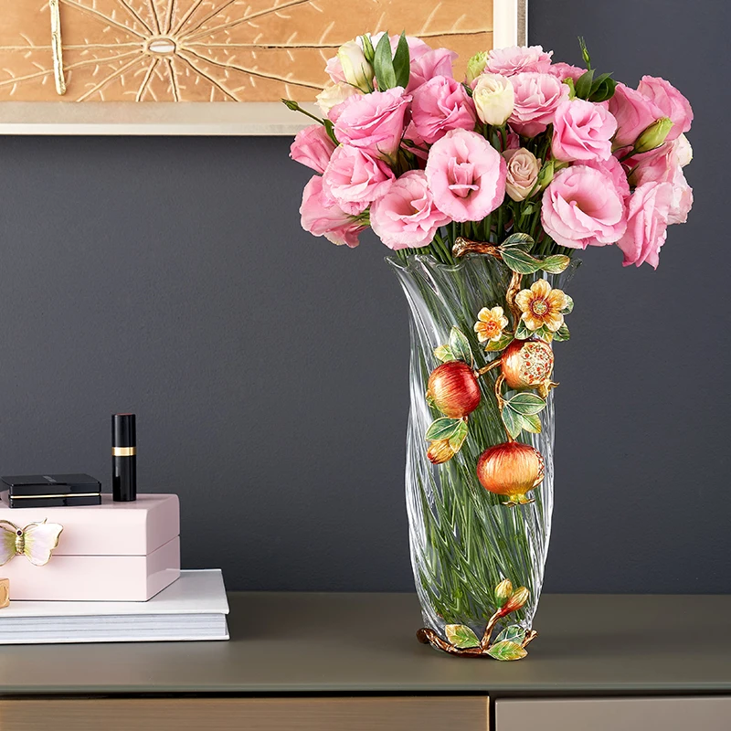 RORO Vases flower modern luxury home decor decorative pomegranate glass flower vase for home hotel office restaurant decor
