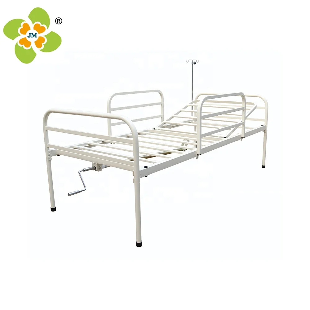 One Crank Manual Hospital Bed, White Powder Paint Finished Hospital Bed Medical Bed
