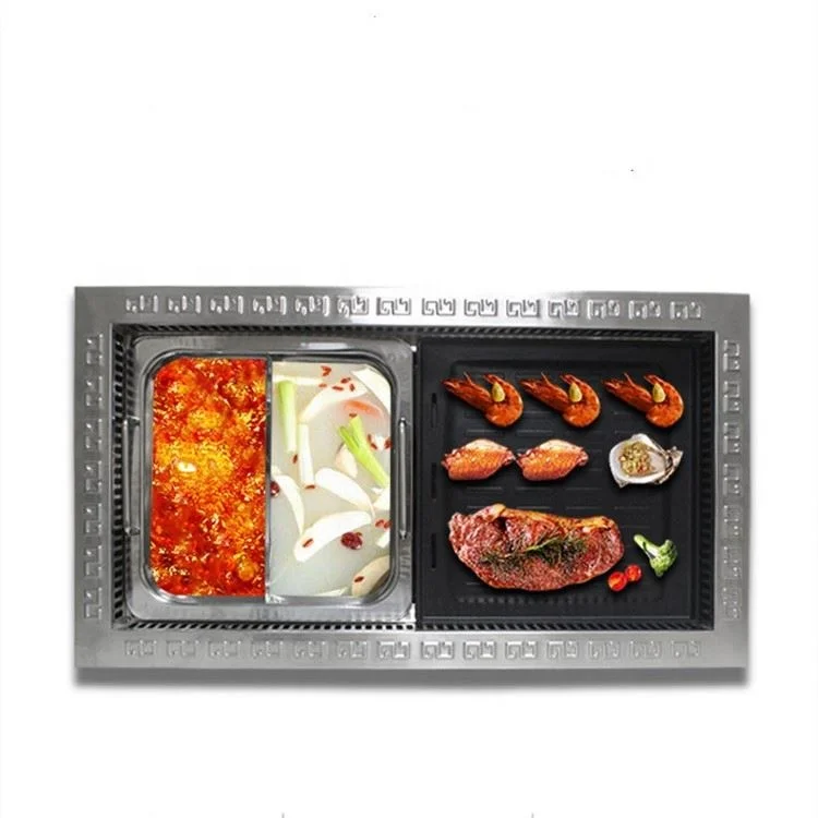 Low Price commercial korean bbq roster korean bbq grill table and hotpot hot pot and bbq grill table for restaurant