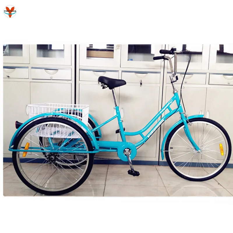 
New arrival 3 wheel bicycle single speed adult bike tricycle with basket 24inch alloy wheel 