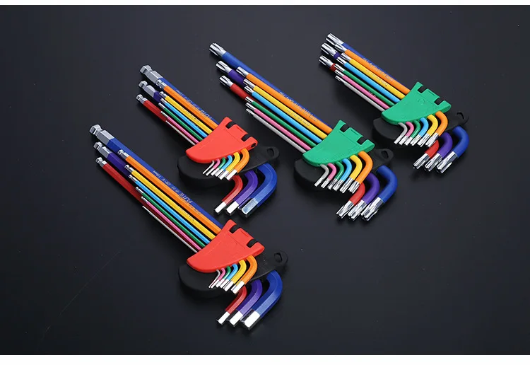 CRV foldable ball end allen key set 9pcs/set Portable Folding Hexagon Spanner